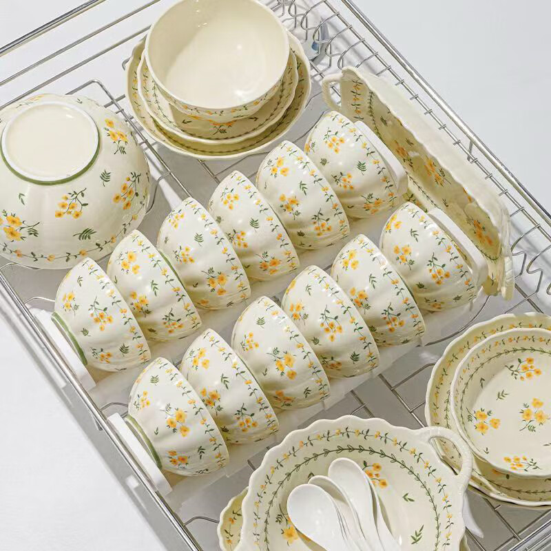 GIOIO cream 2025 bowls and plates new household plates tableware bowls and chopsticks ceramic dishes set high-looking bowls and chopsticks set for ten people household