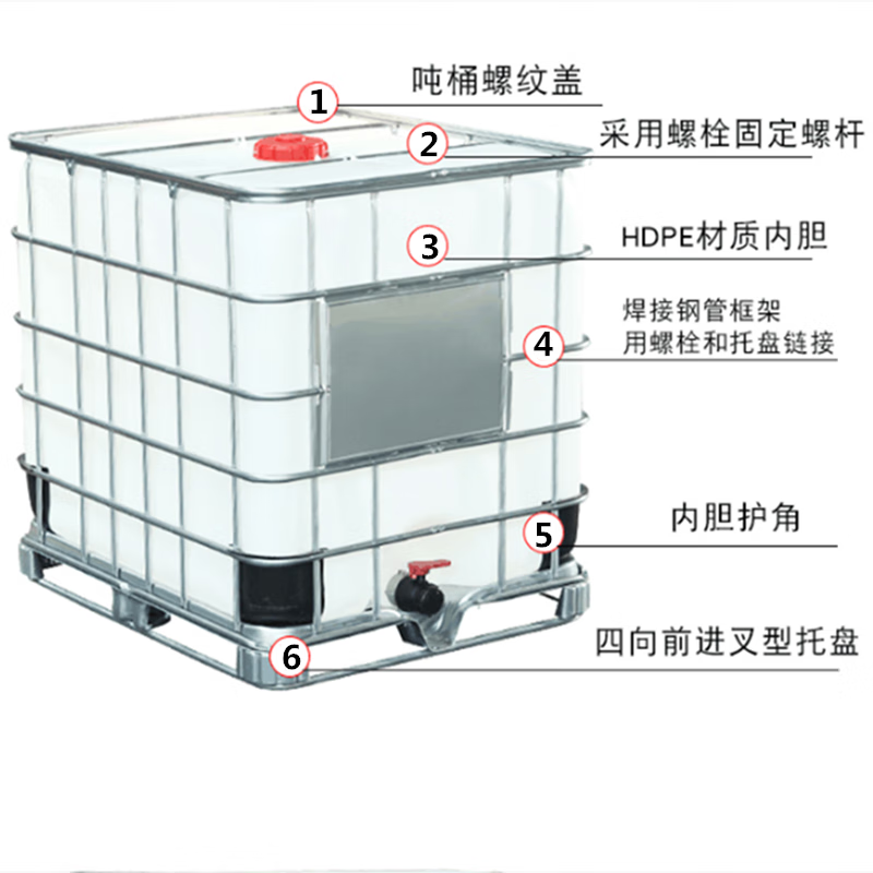 Pupan brand new ton barrel IBC container barrel diesel barrel water storage barrel thickened plastic square barrel storage water tank ton barrel chemical barrel washed second-hand ton barrel 1000L does not include freight