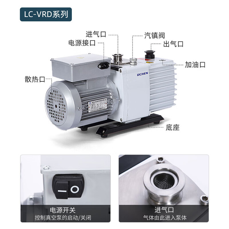Funwu swirling vane vacuum pump 2xz bipolar laboratory air conditioner refrigerator industrial air pump oil dry vortex pump basic model 2XZ-1 (pumping speed 1L/S)