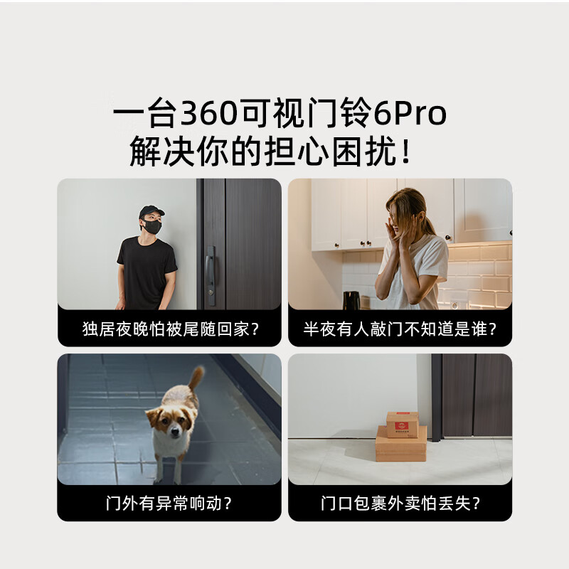 360 video doorbell 6Pro 5 million ultra-clear picture quality home monitoring smart doorbell electronic cat eye camera wireless wifi mobile phone remote viewing intercom