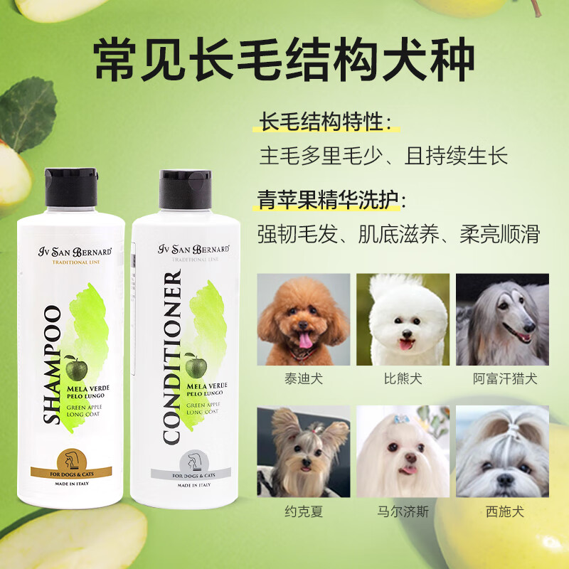 Isana Green Apple Essence Long-haired Dog Care Set Shampoo 500ml + Conditioner 500ml