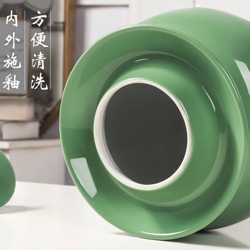 LANGUAGE OF CUP Jingdezhen pickle jar household ceramic sealed pickle jar with lid earthenware old-fashioned pickle jar pickle jar 20 pounds (warm heart orange)