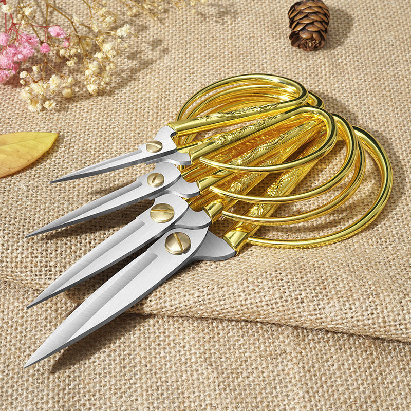An Junsheng German craft dragon and phoenix scissors stainless steel household ribbon cutting paper cutting flower wedding retro industrial opening gold small scissors No. 6 dragon and phoenix scissors