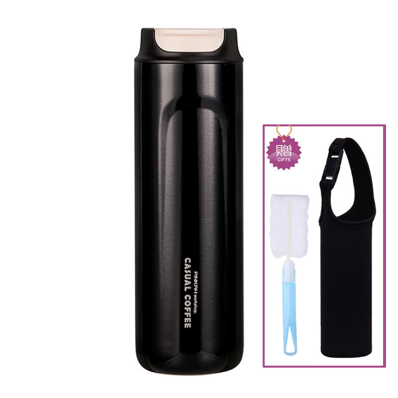 Mangong German quality coffee French press pot portable outdoor hand-brewed coffee cup 3 stainless steel French press thermos cup graphite black