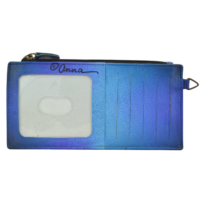 Anna by Anuschka Women's Hand-Painted Leather Storage Wallet, Playful Dolphin, Playful Dolphin Playful Dolphin One Size Fits All