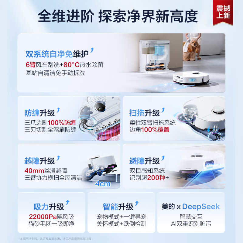 Midea V16 Pro sweeping robot, home smart water tank version, all-in-one sweeping and mopping, automatic cleaning, fully automatic base station, self-cleaning sweeping and mopping home robot, New Year gift