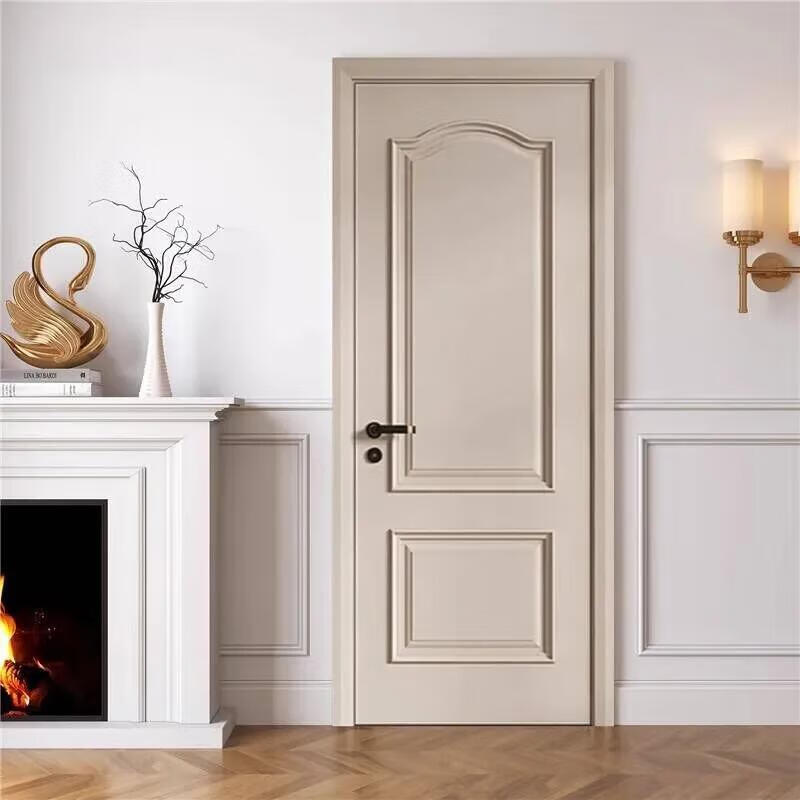 Solid wood door bedroom door French cream style painted door solid wood composite white room door silent suit door customization solid wood composite painted door 3