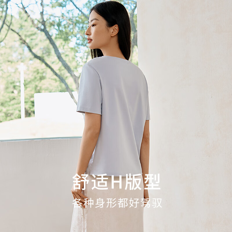 Jinsanta T-shirt women's silk 100% mulberry silk mulberry satin jacquard cool short-sleeved top Recommended Shaoluo Menglan XL