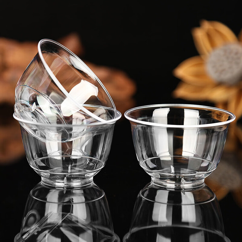 Disposable tea cup, thickened heat-resistant Kung Fu tea cup, high-end transparent crystal cup, office reception cup, tea cup, 100 pieces (60ml)