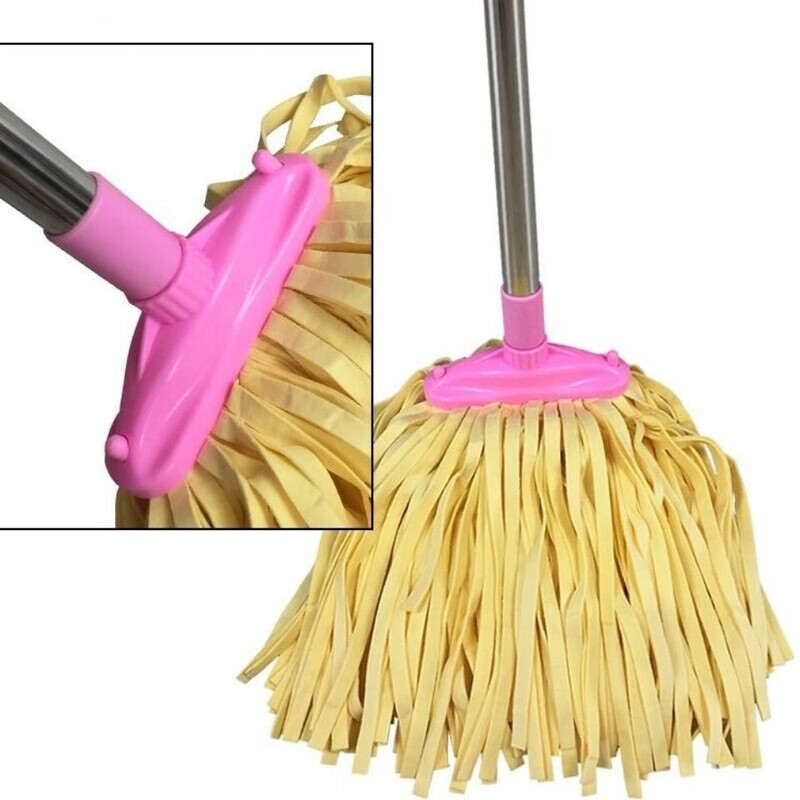 Deerskin mop without traces household wide head flat head 16cm absorbent complete set of self-twisting water traditional cloth mop one pole one end wide color random