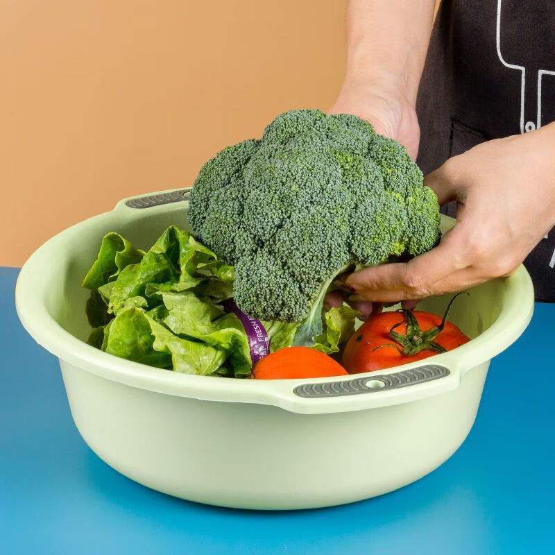 Enshousu thickened and deepened basin household large and small baby washbasin student dormitory laundry basin washing vegetables and feet plastic basin 2023 thickened anti-slip blue 2025 single + small size 26*8*18