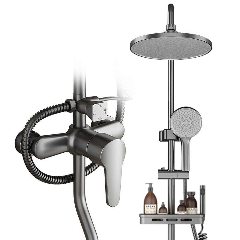 Breda shower head set home bathroom shower shower faucet three-piece set pressurized shower head bather silver four-stop water outlet explosion-proof and leak-proof