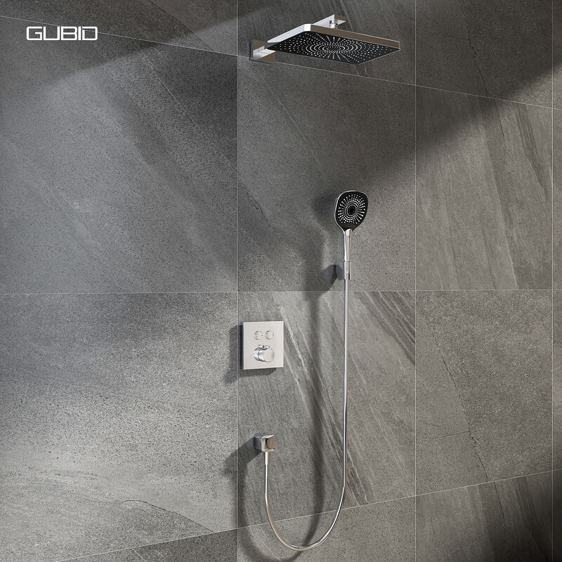 GUBID two-function embedded pre-embedded shower head, fine copper panel configuration shower head set GD9521-Yaoshiyin