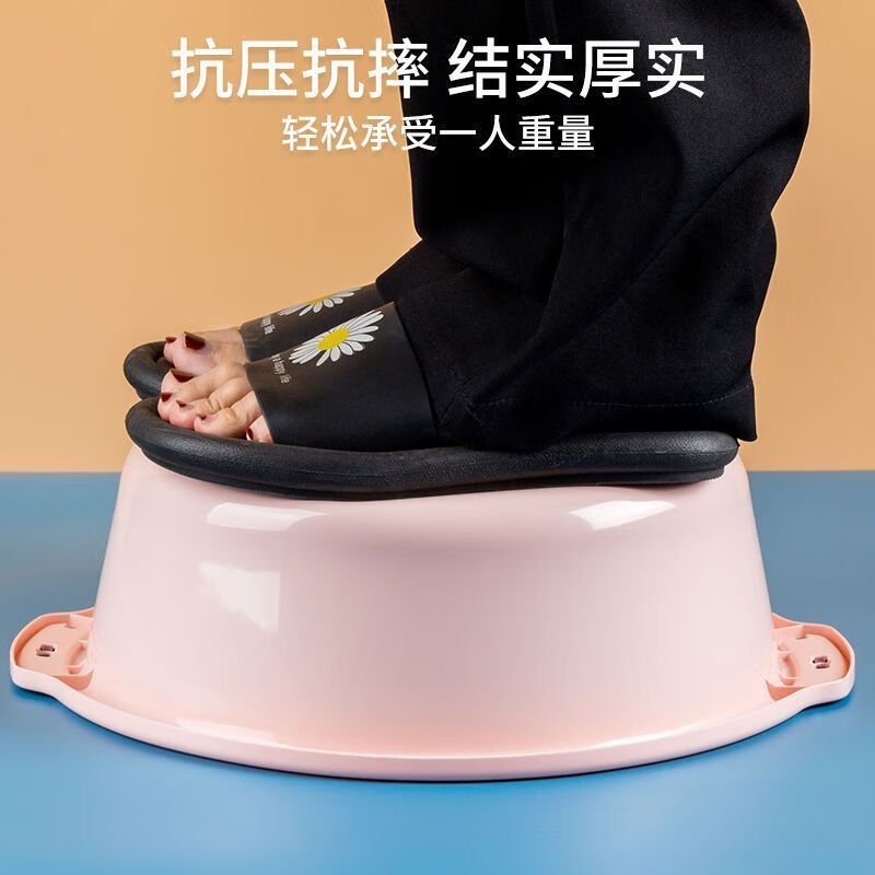Enshousu thickened and deepened basin household large and small baby washbasin student dormitory laundry basin washing vegetables and feet plastic basin 2023 thickened anti-slip blue 2025 single + small size 26*8*18