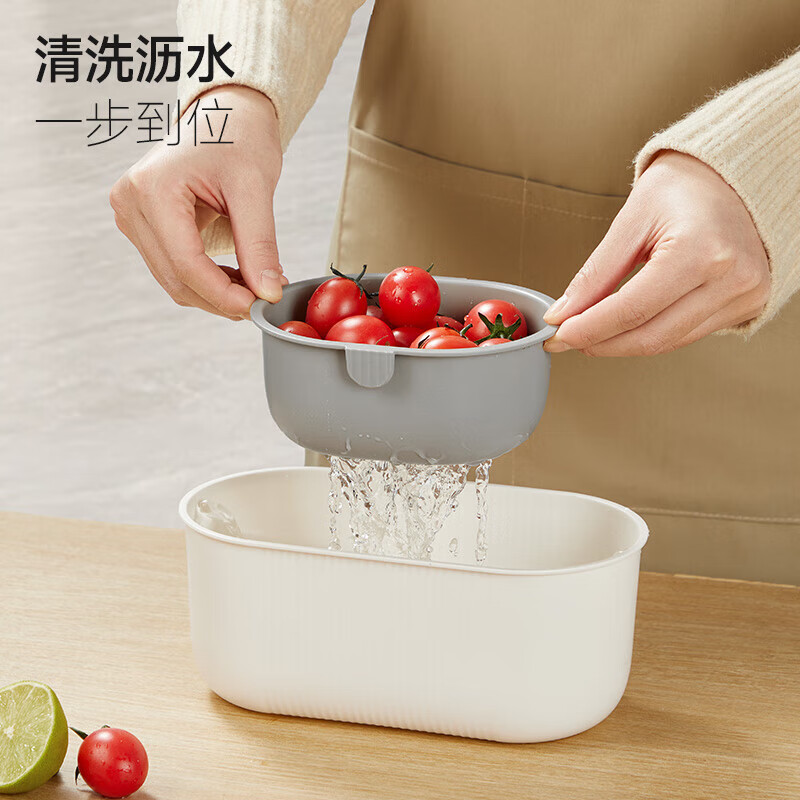 Mayflower storage box desktop trash can lazy melon seeds snack fruit double-layer thickened storage basket household fruit plate drain tray snack storage box double layer 2L 1 piece