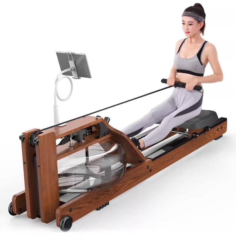 Yingerjian rowing machine, smart home gym trainer, aerobic exercise, installation-free, foldable, installation-free, imported rosewood - brown