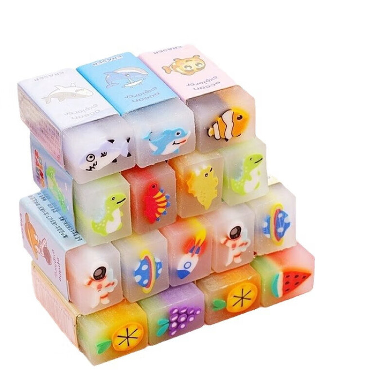 Cartoon eraser creative decompression stationery primary school students special word eraser children eraser 4 pieces