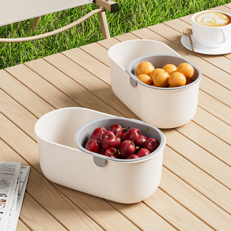 Mayflower storage box desktop trash can lazy melon seeds snack fruit double-layer thickened storage basket household fruit plate drain tray snack storage box double layer 2L 1 piece