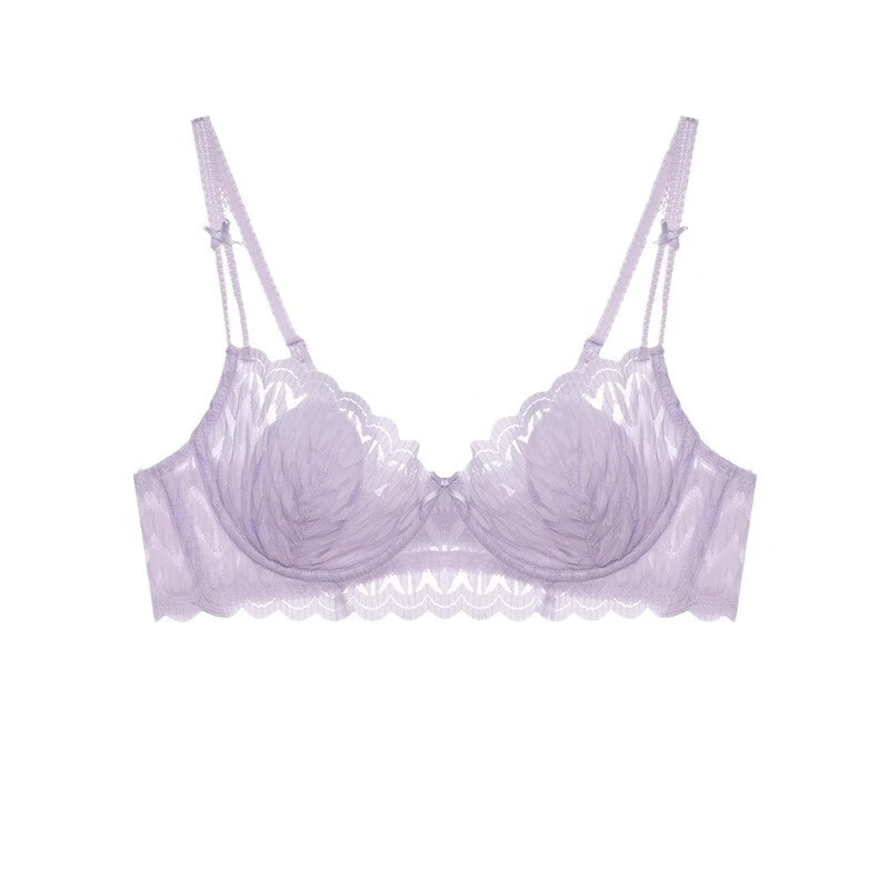 Adore Autumn and Summer Round Breasts Big Breasts Push Up to Show Small Breasts Underwear Women's Thin Anti-Sagging Wires Pure Lust Style Underwear Bra Set Fairy Purple-Set 80D