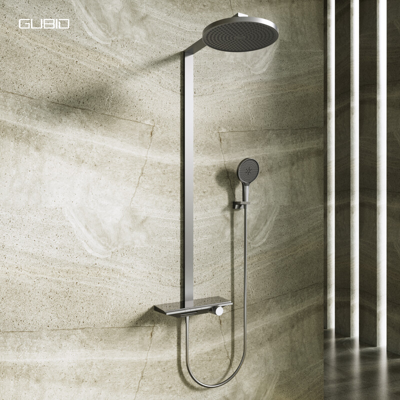 GUBID three-function constant temperature round top shower fine copper body bathroom shower set GD1519Q-starry sky gray