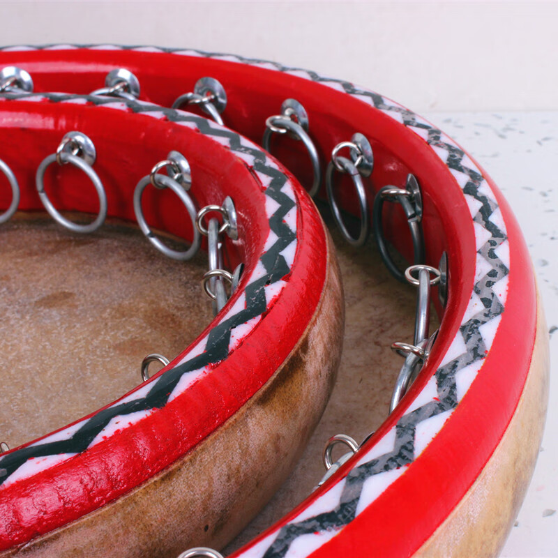 Jingqiao Xinjiang tambourine Uyghur national musical instrument solid wood handmade cowhide tambourine dance performance props decorative drum full cowhide 35 cm