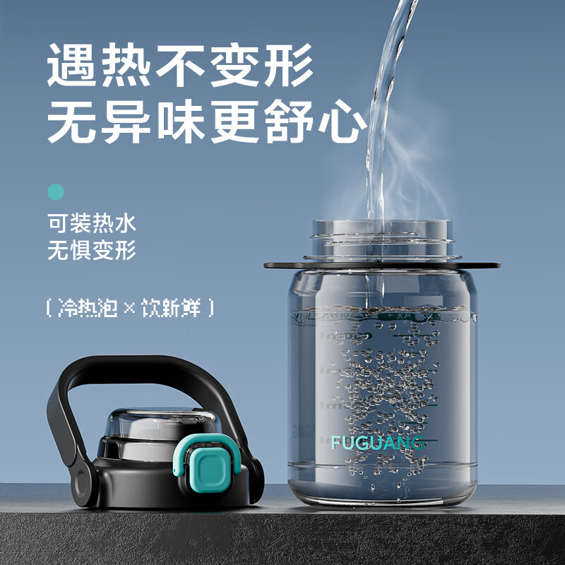 Fuguang Water Cup Large Capacity 2025 New Student Sports Bottle Men's and Women's Fitness Portable Ton Bucket Straw Cup Classic Style - Black 900ml