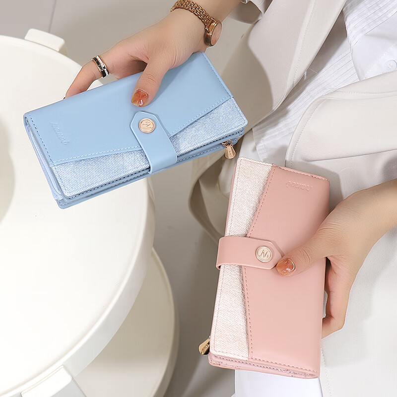 Kangaroo luxury wallet for women 2025 Chinese Valentine's Day niche design large capacity long wallet women's card holder wallet two-in-one pink