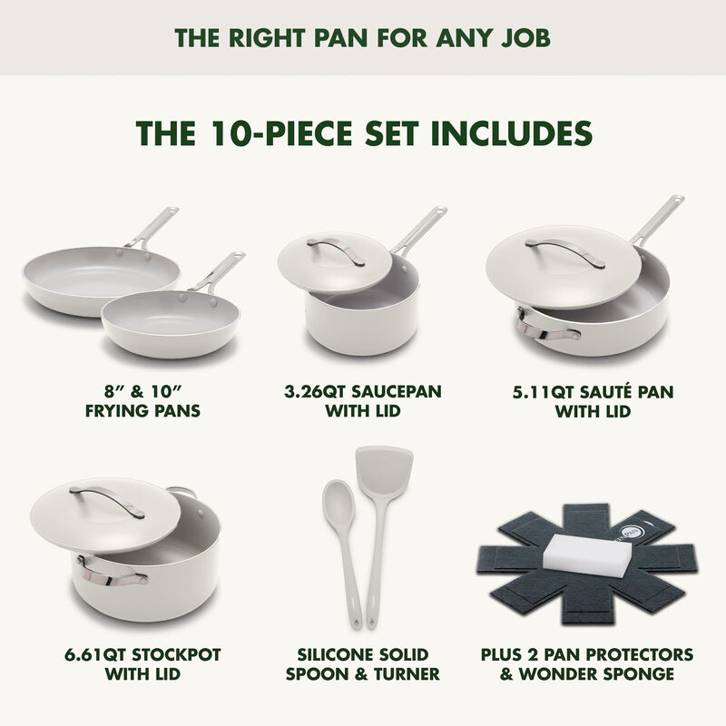 Greenpan Nova Healthy Ceramic Nonstick 10-Piece Cookware Pots and Pans Set Not Included