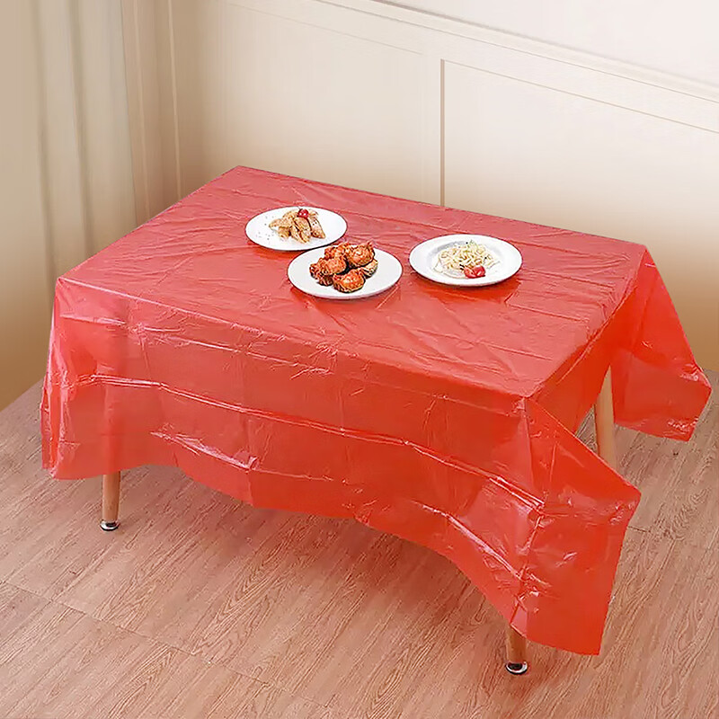 Petunia disposable tablecloth, tablecloth, festive tablecloth, plastic PE square tablecloth, 1.8 meters (red), 5 square tablecloths per pack
