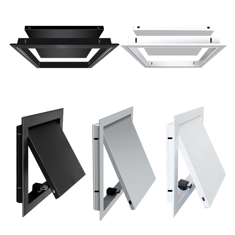 Dixin waterproof aluminum alloy access door decorative cover ceiling central air conditioning ceiling sewer pipe repair top-opening door 500mmx500 mm-opening-black (magnetic absorption)
