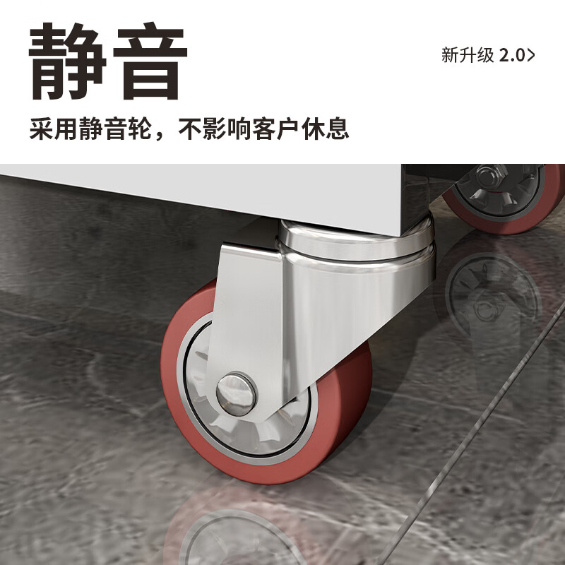 Stainless steel linen cart, special work cart for hotel rooms, hotel service cleaning and cleaning trolley a, top with solid wood lattice, newly upgraded stainless steel