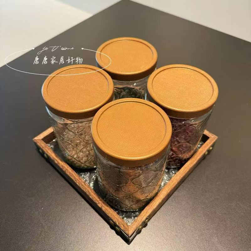 An Junsheng glass storage jar snack jar nut tea jar sealed jar large capacity storage jar store manager large capacity small volume 900 ml retro bottle style