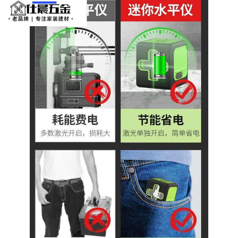 Qinkai level 2024 green light 2-line mini small high-precision strong light thin line automatic leveling and anti-fall Main picture model te price German super bright green light two-line standard version