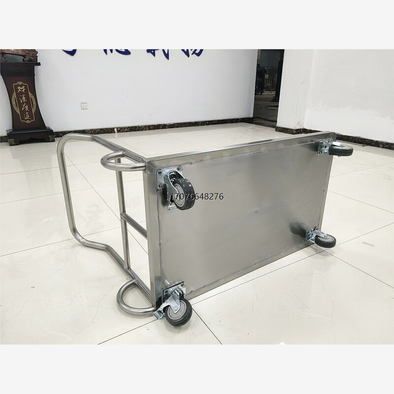 Kezitu Pharmaceutical Factory Food Factory 304 stainless steel flat trolley dust-free clean workshop heavy-duty material handling turnover vehicle 900*600*850(304)