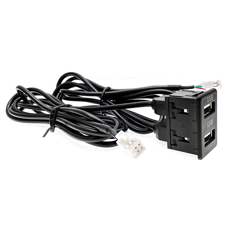 Car Android Large Screen Navigation 4P6P Needle Universal Dual USB Panel Adapter Cable Data Cable to Car U Disk 1.2m 4P 6P Dual USB Square Model