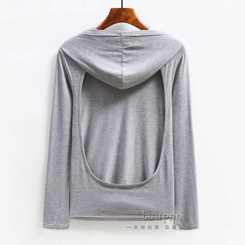 Bibo hooded back-bather special clothing for sunbathing in the dog days to nourish yang energy and sun protection, head covering neck, long-sleeved hooded top, hemp gray 2XL recommended 128-140 catties