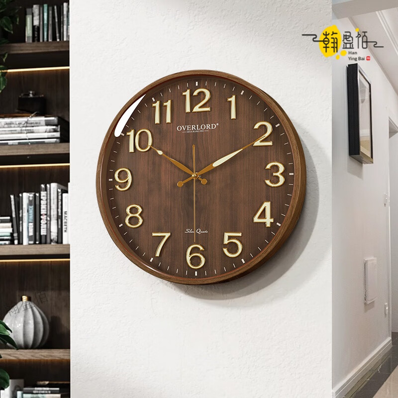 Swiss original imported quality living room wall clock quartz clock 2025 new high-end light luxury new Chinese style luminous home calendar model - Camo white enhanced green luminous night 15 inches (diameter 37 cm)