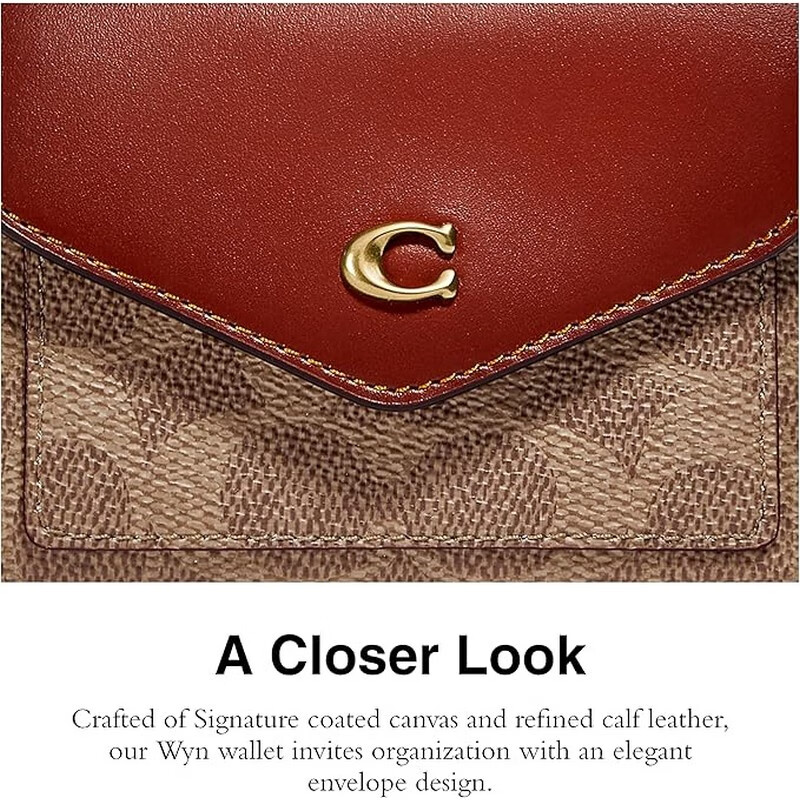 COACH Women's Wallet Wyn Colorblock Signature Canvas Small Leather Snap Flip Fashion Daily Card Holder 11971002 Black Classic os