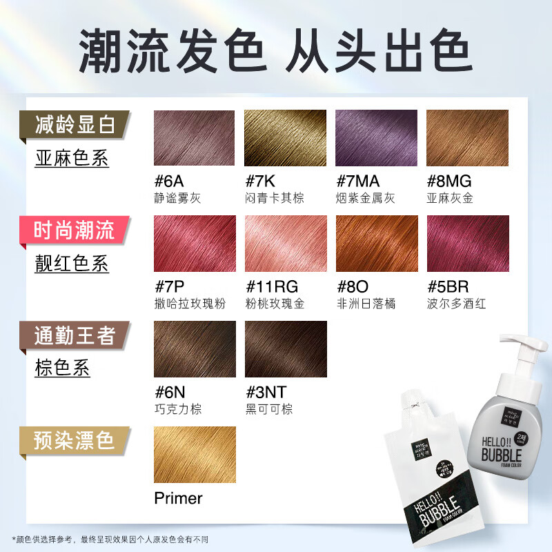 Mei Shangxuan Amore Huanle Playful Hair Color Bubble Hair Dye Cream 95g-7K Green Khaki Brown on clearance