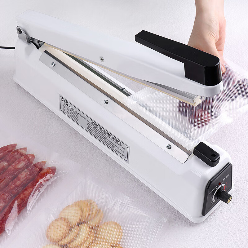 Baijie sealing machine household hand-pressed commercial plastic film sealing machine packaging machine tea sealer packaging machine 20cm sealing length metal body