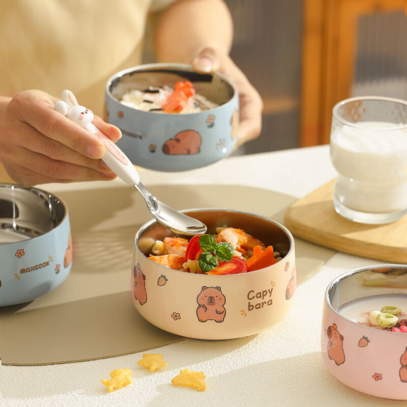 MAXCOOK 316L stainless steel bowl, soup bowl, double-layer insulation, rice bowl, tableware, noodle bowl 13cm, sky basket MCWA6407