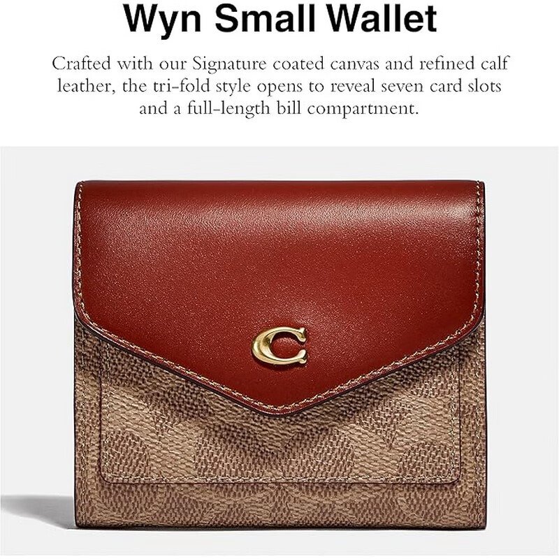 COACH Women's Wallet Wyn Colorblock Signature Canvas Small Leather Snap Flip Fashion Daily Card Holder 11971002 Black Classic os