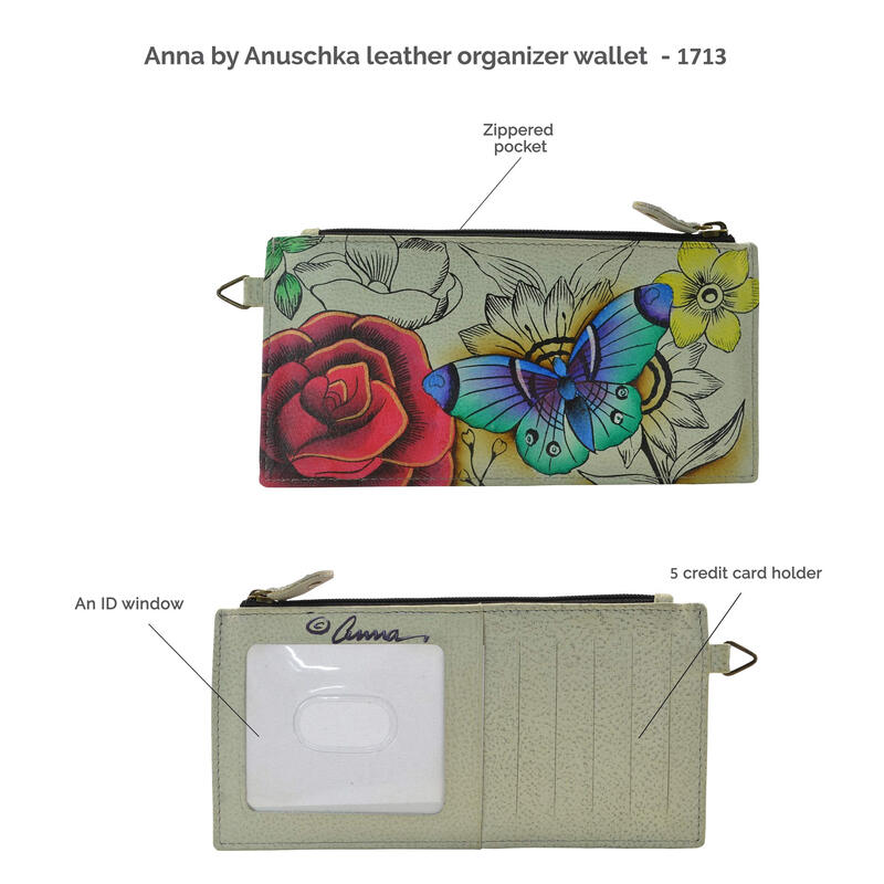 Anna by Anuschka Women's Hand-Painted Leather Storage Wallet, Playful Dolphin, Playful Dolphin Playful Dolphin One Size Fits All