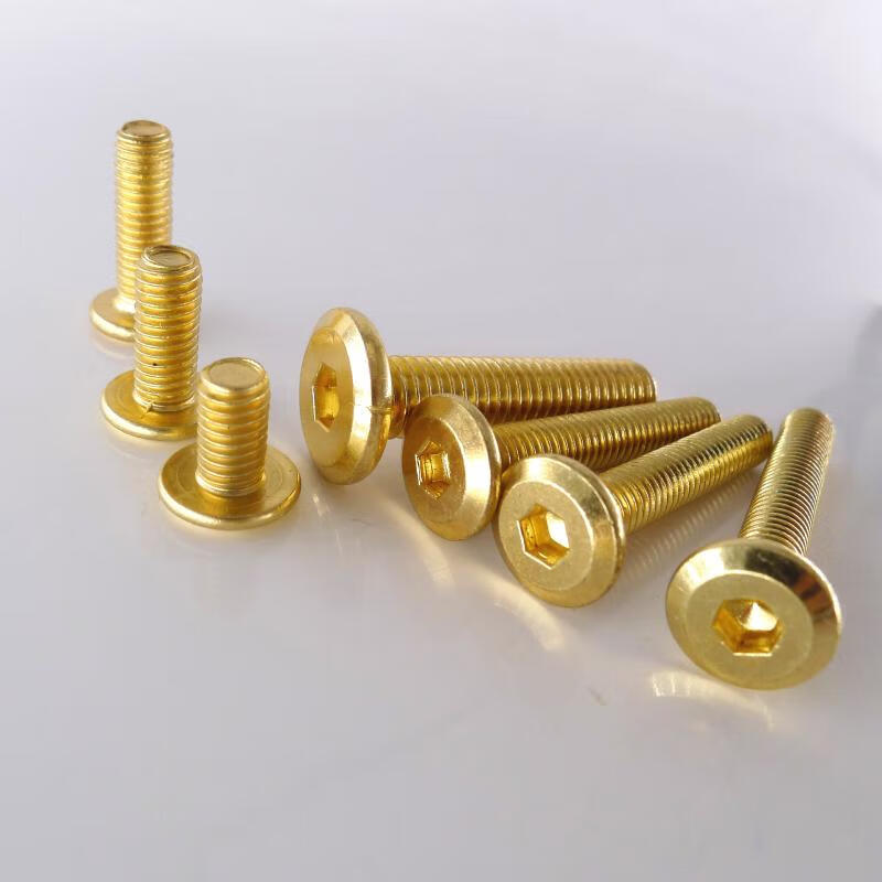 Ni Zhier iron copper-plated bolts, imitation gold-plated screws, beveled inner hexagonal M6M8 furniture screws, large flat head screws 6*30 inner hexagonal (100 pieces)