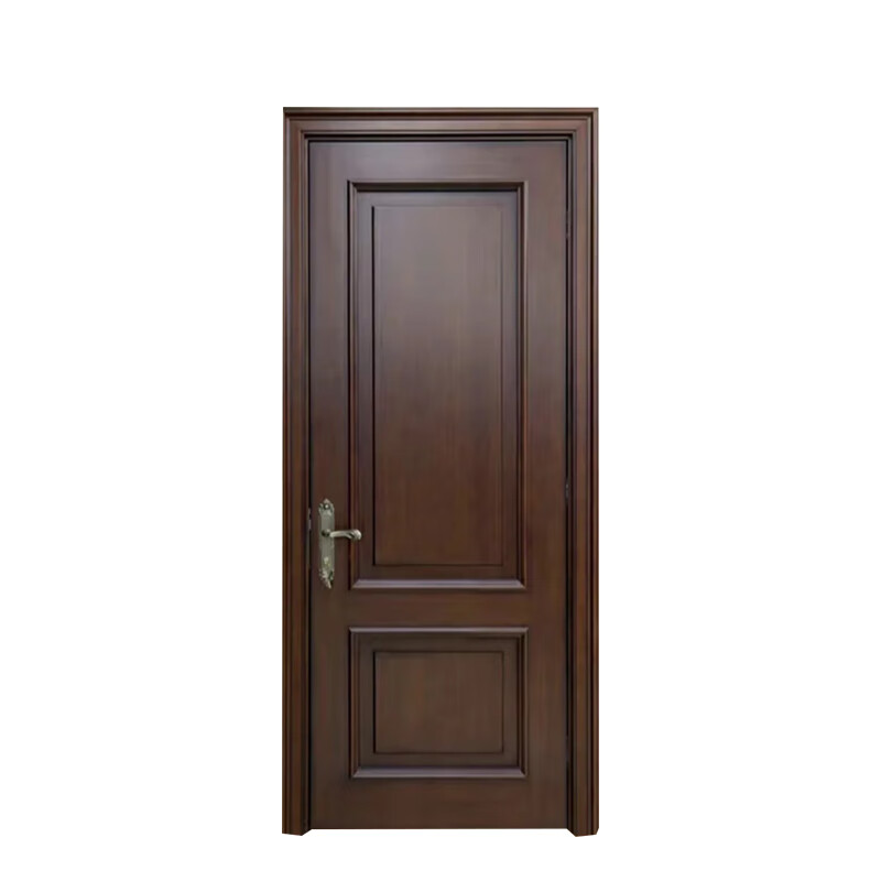Wen Yijia new Chinese style black gold wooden door painted retro black walnut door bedroom soundproof indoor French door rubber wood solid wood
