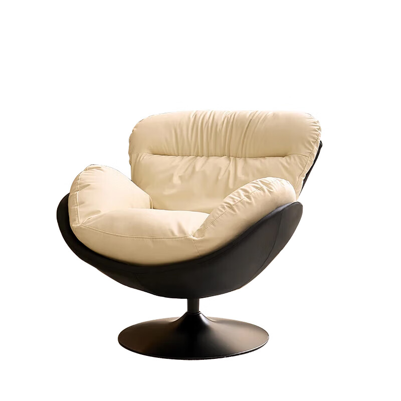 Yaji (YAJI) Nordic style single sofa chair rotating eggshell chair lazy sofa living room bedroom home light luxury leisure lounge chair high-end black and white doll cotton 360 rotation strong load-bearing capacity