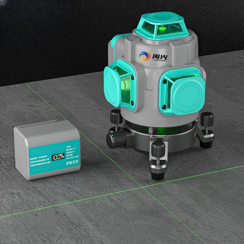 Yuguang's new light outdoor 8/12/16 line green and blue light laser level high-precision wall and floor leveler 8 lines - standard ultra-bright green light digital display giant