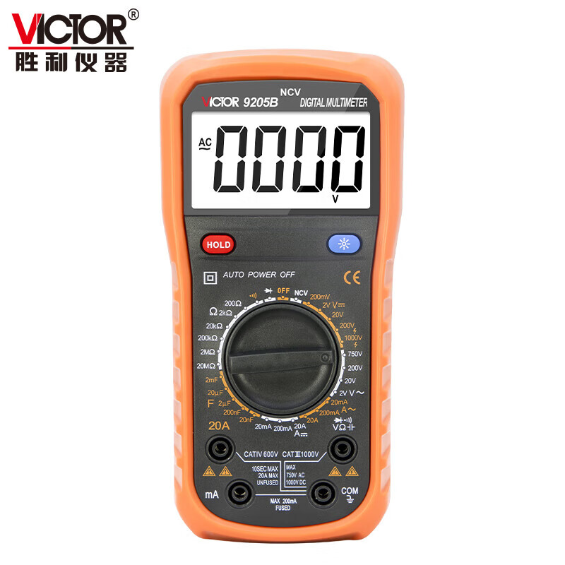 Victory Instrument (VICTOR) Mini Digital Multimeter High-precision Home Small Intelligent Burn-proof Multimeter Student Portable Multi-Function Digital Display VC9205B High Cost-effective / Measure 1000V / Intelligent NCV