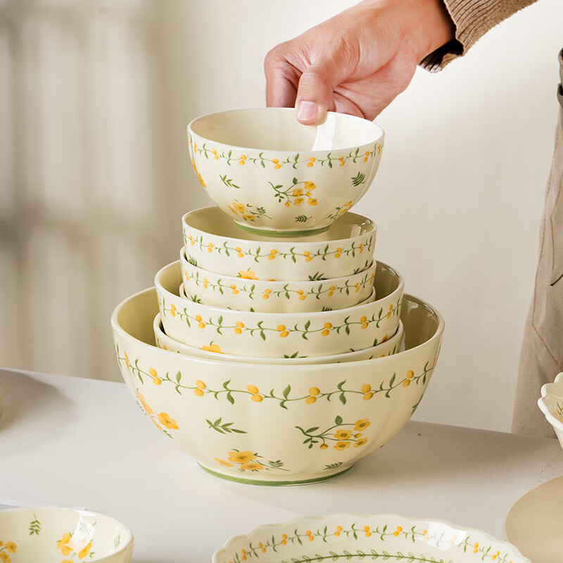 GIOIO cream 2025 bowls and plates new household plates tableware bowls and chopsticks ceramic dishes set high-looking bowls and chopsticks set for ten people household