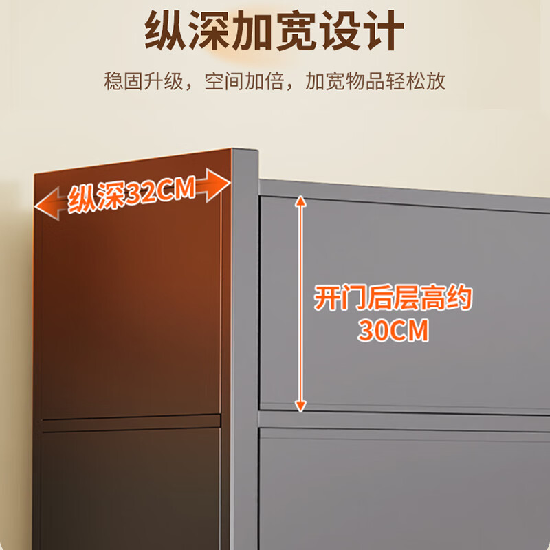 Zhifu steel dust-proof storage cabinet household flip-up door large capacity balcony storage cabinet living room utility cabinet bookcase storage rack gray 2 doors length 60 width 32 height 80cm